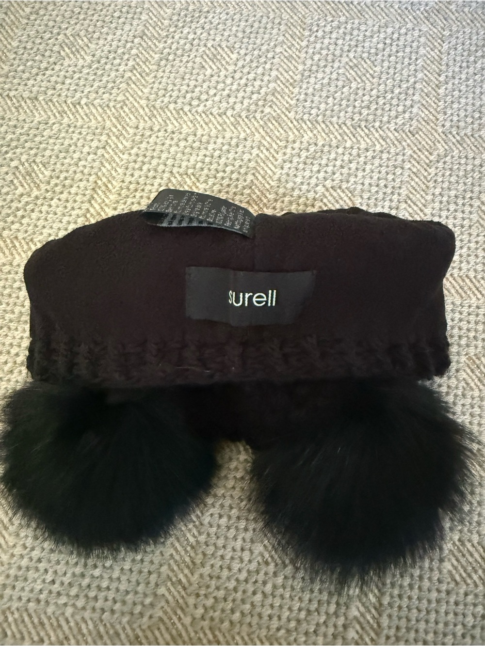 Surell Black Double Pom Knit Hat - Picture 3 of 4
